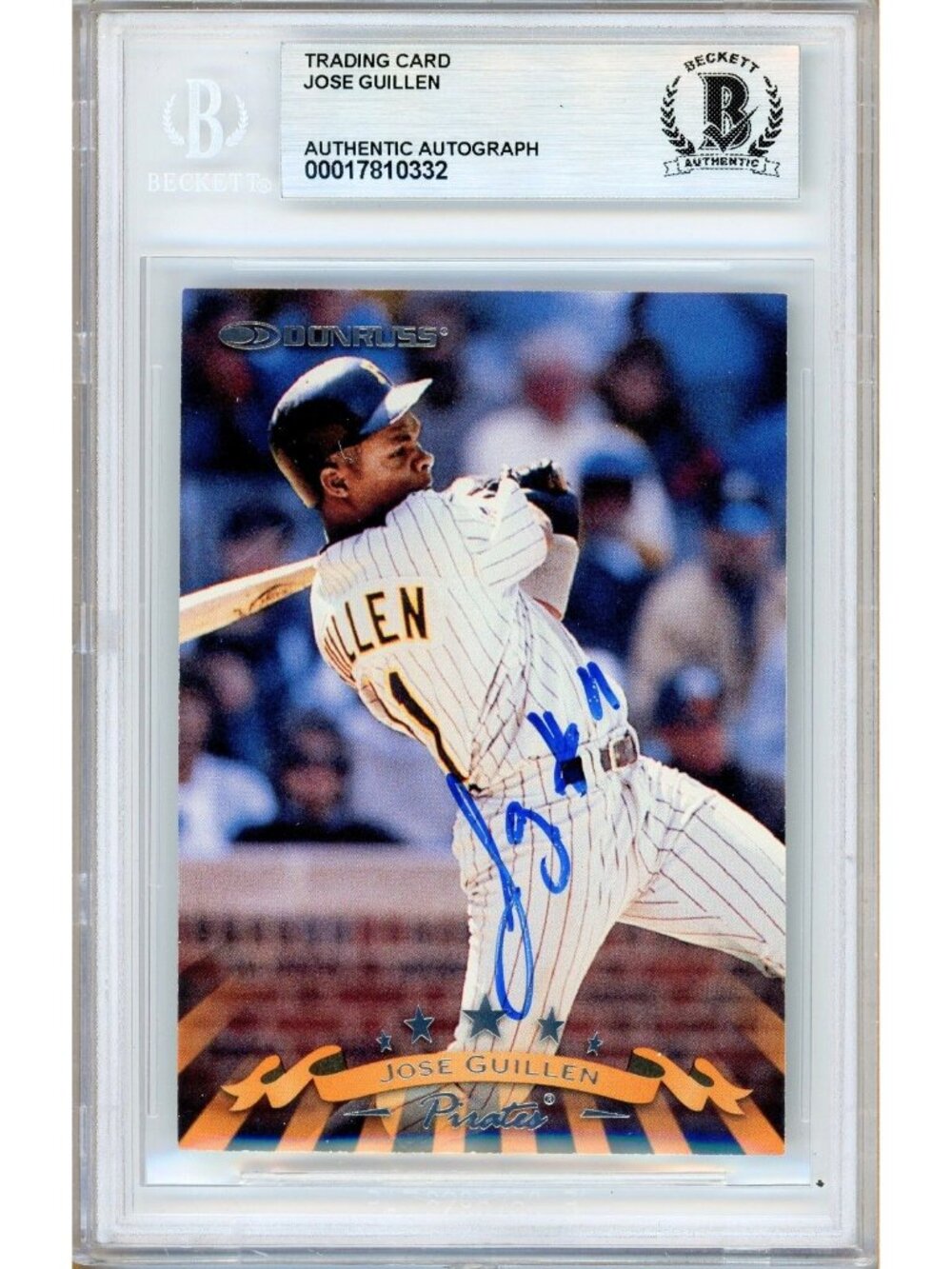 Jose Guillen Signed 1998 Donruss #130 Pittsburgh Pirates BAS Slabbed Auto MLB